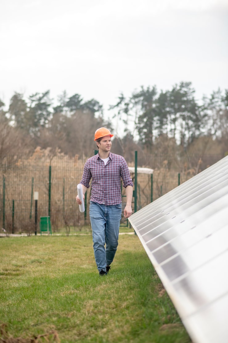 working-mood-satisfied-man-aprotective-helmet-casual-clothes-with-drawing-walking-near-solar-panel-fine-day_259150-49352
